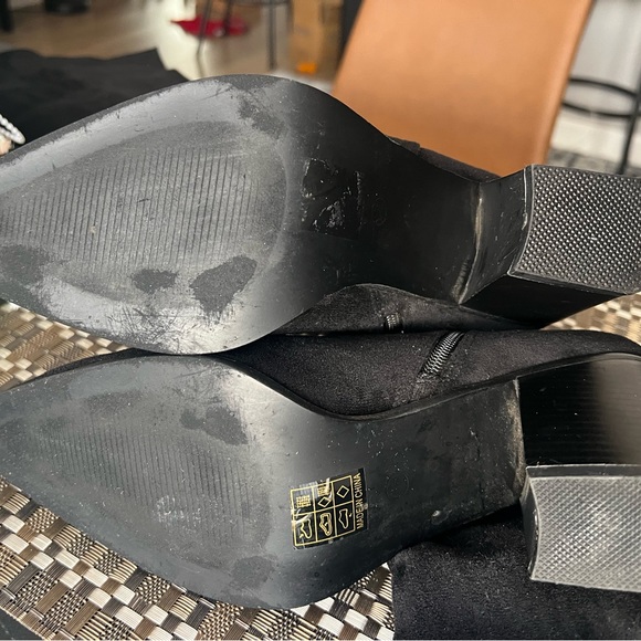 Over the Knee Thigh High Boots Black Faux Mid Chunky Heel 10M - Picture 8 of 8